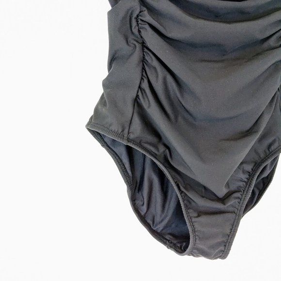 hermoza swim ruched one piece swimsuit shapewear black - Picture 6 of 8